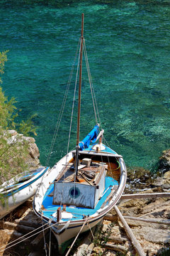 Old fishing boat at Zakynthos island in Greece