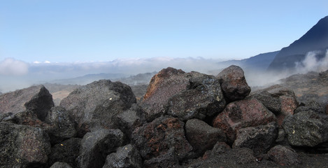 Brume au sommet du volcan