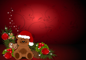 Weihnachten, Christmas Karte mit Bär