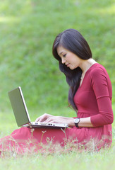 pretty  woman with laptop