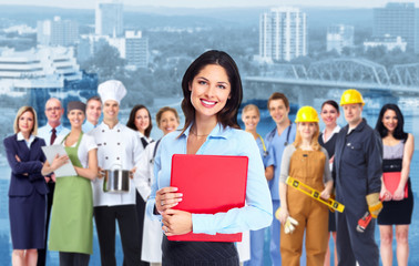 Business woman  and group of workers people.