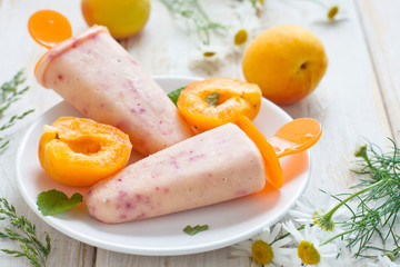 Peach, apricot and yogurt ice pops