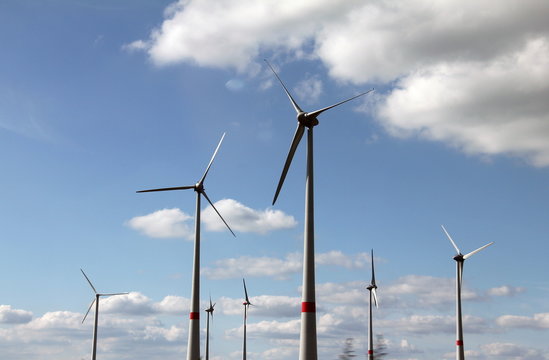 The Alternative energy. Group of energy-producing windmills