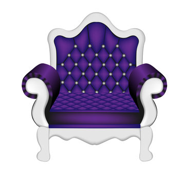 an ancient violet chair on the white