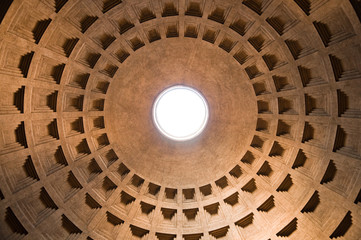 Pantheon dome inside view at Roma - Italy
