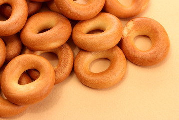 tasty bagels, on beige background
