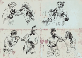 Fototapeta na wymiar Boxing duels. Hand drawings into vector collection