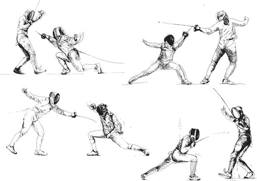 Fencing. Hand drawings into vector collection
