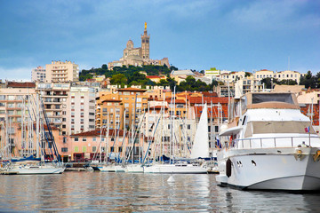 Marseille, France panorama, famous harbour.