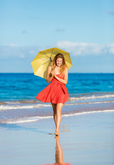 Beautiful Woman Walking on Tropical Beach