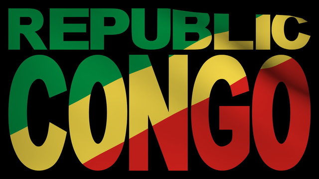 Republic of Congo text with fluttering flag animation