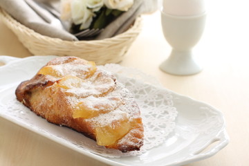 french toast of baked apple for gourmet breakfast image