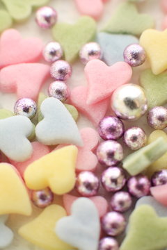 close up of heart shaped candy for valentine's day image