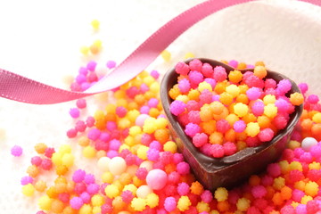 close up of heart shape candy for valentine's day image