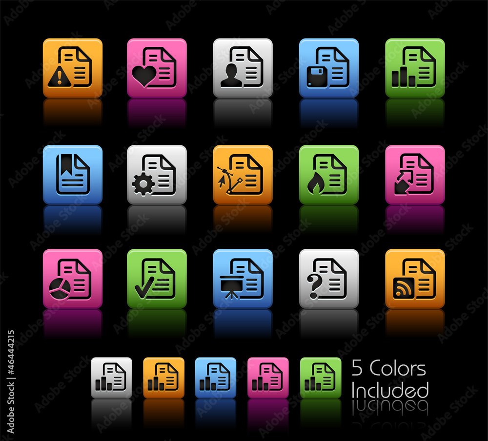 Poster documents icons - 2 of 2 / the vector file includes 5 colors