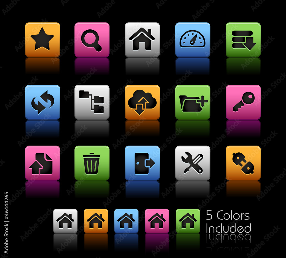 Poster ftp & hosting icons / the vector file includes 5 colors