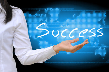 working women hand holding success