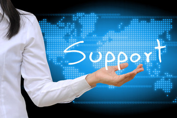 working women hand holding support