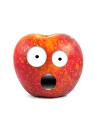 Funny fruit character Red Apple on white background