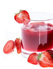 Glass with Strawberry Liqueur on white