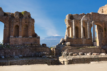 Obraz premium Ancient greek roman theater in Taormina - Sicily