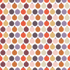 Seamless Pattern Christmas Balls Retro Colors White