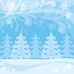 Christmas background, winter forest