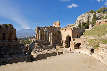 Ancient greek roman theater in Taormina - Sicily