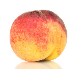 ripe peach isolated on white.