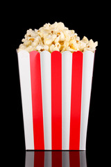 classic box of popcorn isolated on black