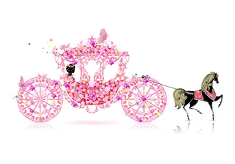 Wall murals Flowers women vintage floral carriage