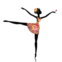 Foto op Plexiglas ballerina in een bloemenjurk © Aloksa