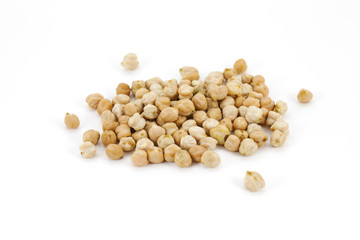 Chickpea beans or chana on white background, isolated