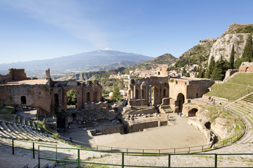 Ancient greek roman theater in Taormina - Sicily