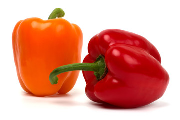 Two sweet peppers isolated on white