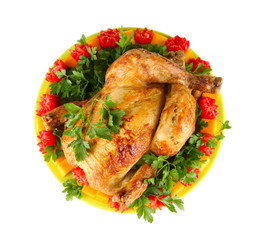 baked whole chicken with vegetables