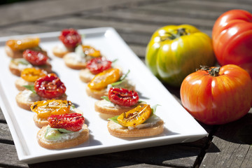 Tray of Mini Bruschetta & Tomatoes