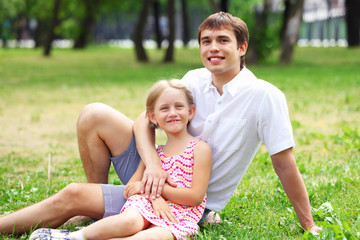 Father and daughter in the park