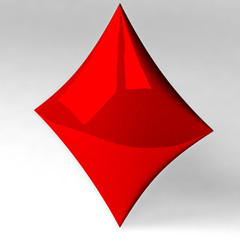 Obraz premium Playing card suit - red diamond icon 3d