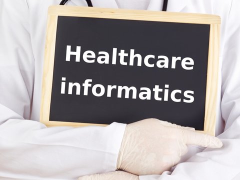 Doctor shows information: healthcare informatics