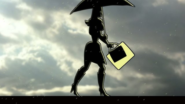 Frau mit Regenschirm