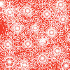 White lace ornament on red background