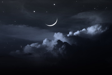 Naklejka na ściany i meble nocne niebo z księżycem