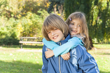 happy children playing in nature