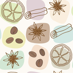 spice and coffee seamless pattern vector eps8
