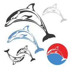 Naklejka premium Dolphin jump - vector illustration