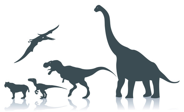 Dinosaur silhouettes - vector illustration