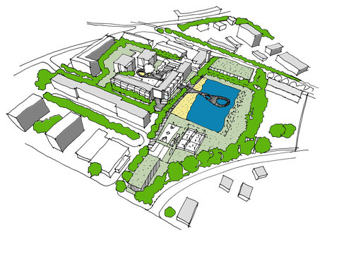 aerial view of a green and blue landscape clip art preview