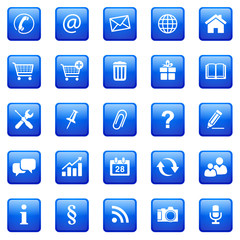 5x5  Button Icon Set Quadratisch Blau -  01