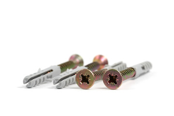 Sheet metal screws with plastic wall anchors